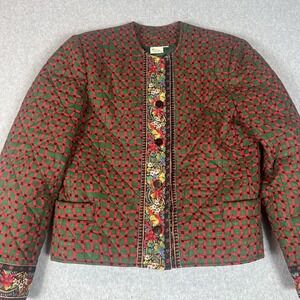 Vintage Vera Bradley‎ Quilted Jacket Size S Christmas Red Green USA Cottagecore
